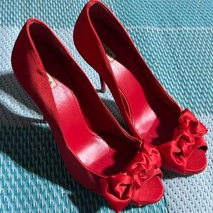 Elegant Red Peep-Toe Heels